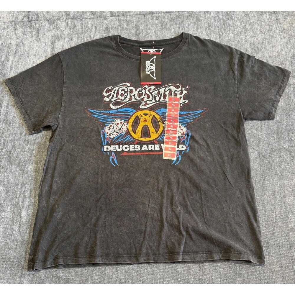 NWT Aerosmith Deuces are Wild Graphic Tee Shirt Women's XL Black 100% Cotton